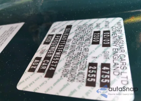 2003 Jaguar S-Type 3.0L V6 from USA, damaged, VIN SAJEA01T63FM85274